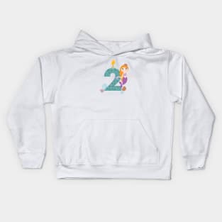 Mermaid second birthday Kids Hoodie